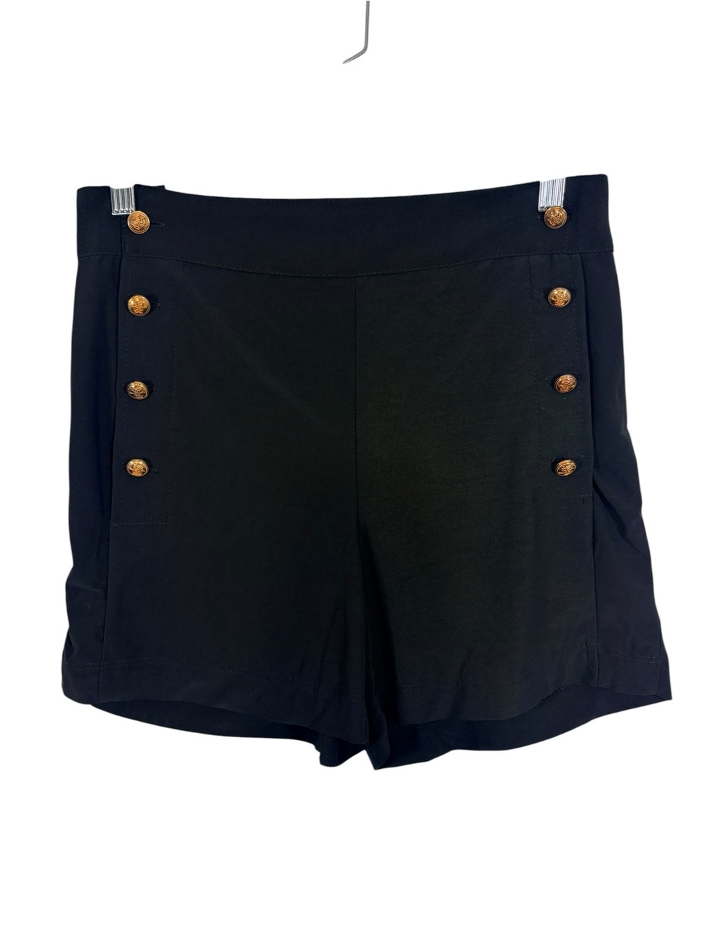 NWT NY Collection Black Sailor Button Shorts Plus Size PXL Nautical Stretch
